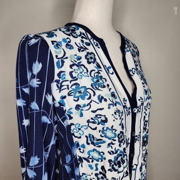 ANTHROPOLOGIE Tiny Semele Navy/White‎ embroidered floral Boho Shirtdress Dress S - Picture 12 of 16